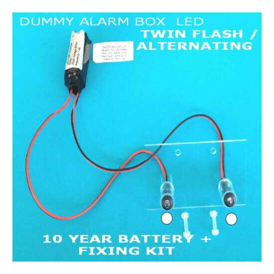 Decoy Alarm Siren LEDs inc Fixing Kit + (10 Yr Batt) Twin Flashing White LED's image {1}