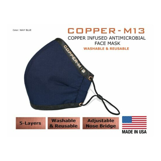 5 Layer Copper Infused Anti-Microbial Face Mask - Multiple Colors & Sizes image {6}