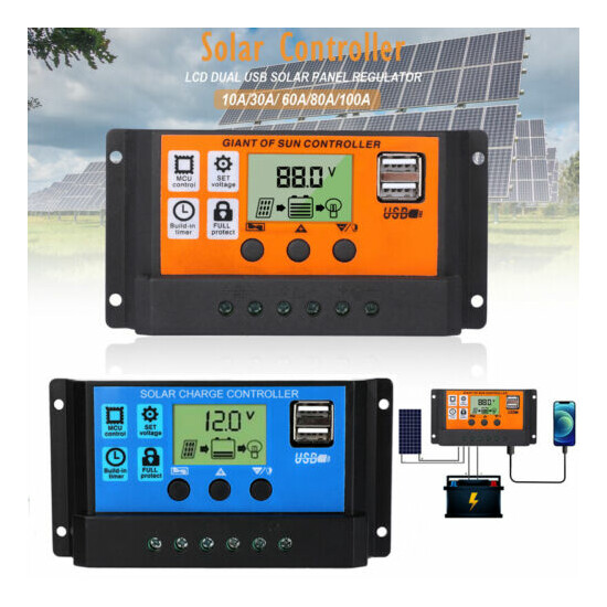 20/30/60/100A Solar Panel Regulator Charge Controller 12/24V Auto Focus Tracking image {1}