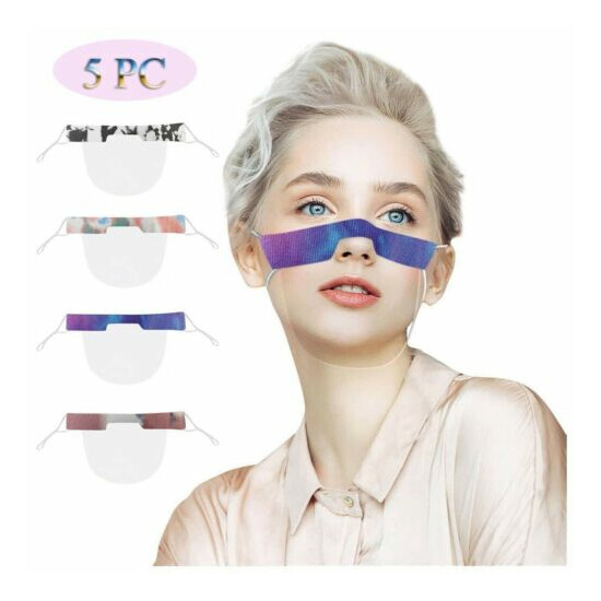 5pc mouth nose visor transparent face mask plastic protective visor face shield image {3}