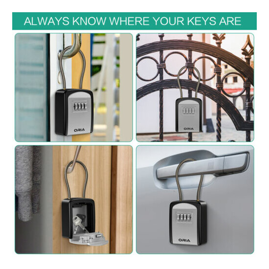 Outdoor Padlock 4&Digit Combination Password Key Lock Storage Safe Security Box image {4}