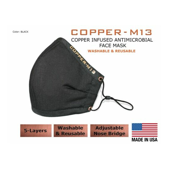 5 Layer Copper Infused Anti-Microbial Face Mask - Multiple Colors & Sizes image {5}
