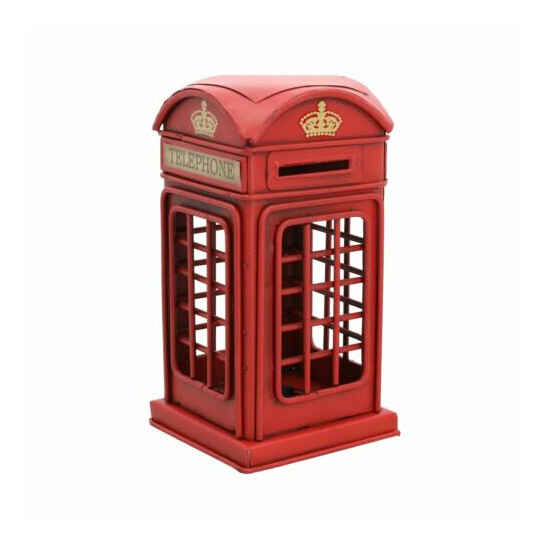 London Red Telephone Box Money Change Coin Jar Bank Tin Plate Souvenir Gift image {1}