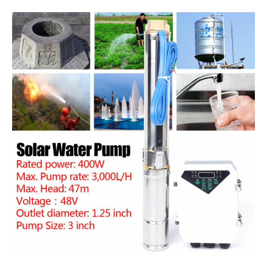  3" Solar Water Pump 304 Stainless Steel Deep Well Submersible Pump 48 V 400 W image {2}