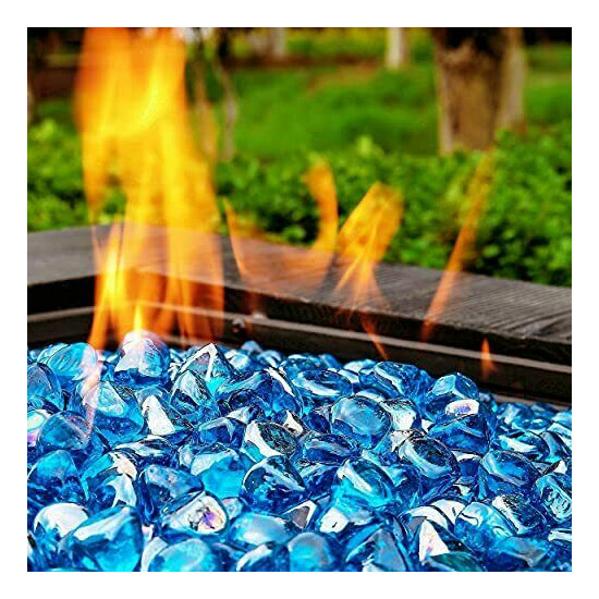 Fire Glass Diamond 1 Inch Fire Pit Glass Rocks For Propane Or Gas Fire Pit 10 P image {1}