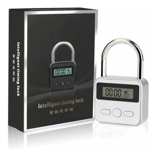 Metal Timer Lock 99 Hour Max Timing Lock Timer Padlock LCD Electronic USB charge image {3}