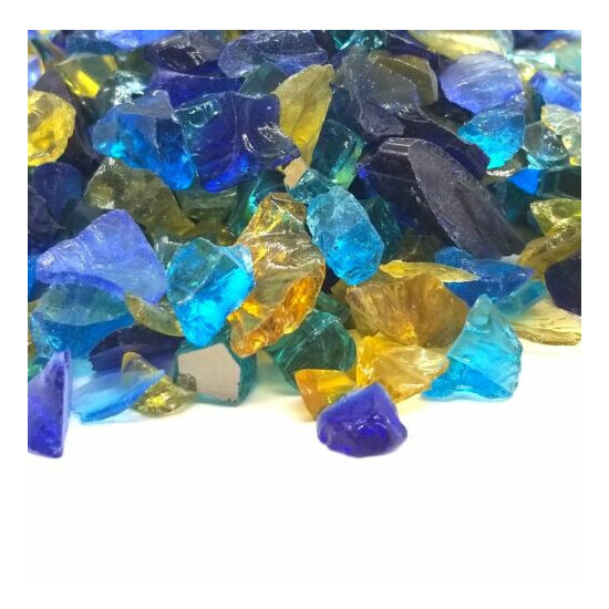 ROYAL BLUE GOLD - 1/2" - 3/4" Large Fireplace Fire Pit Fireglass Glass Crystals image {3}