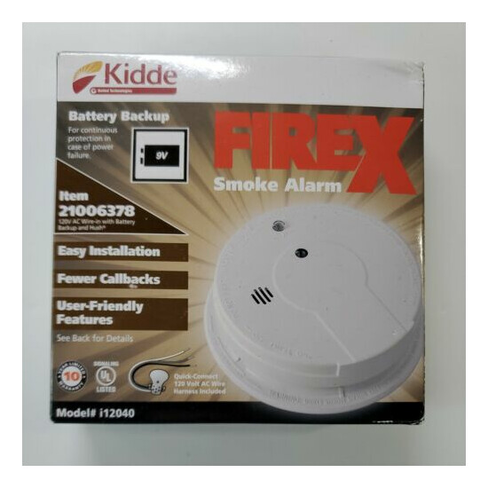 Kidde i12040 120V AC Wire-In Smoke Alarm with Battery Backup and Smart Hush image {1}