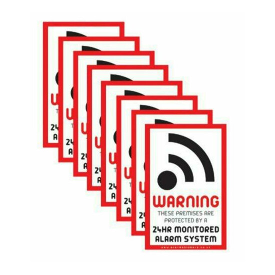 8 x Intruder Alarm Warning Security Stickers Sign Suitable for Outdoor Use image {1}
