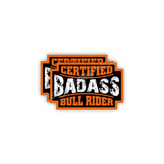 2 Badass BULL RIDER Rodeo Helmet Stickers Decals Labels Motorcycle Cowboy Spurs image {1}