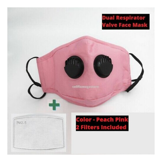 Cotton Reusable/Washable DUAL Respirator Valves ANTI-FOG Face Mask PM2.5 Filters image {25}