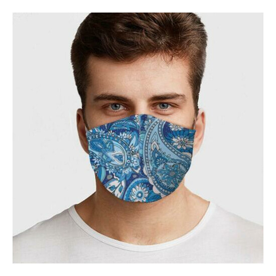 Blue Paisley Face Mask, Preventative Custom Mouth Cover - (4 sizes) USA Made image {2}