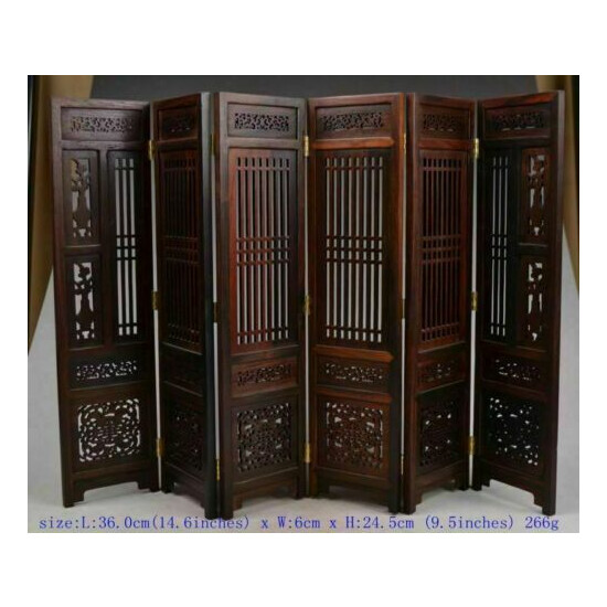 Old Decorated Handwork Wood Hollow Out Carved Flower Screen Collectibles  image {1}
