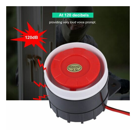 120dB DC 12V Red Wired Horn Siren Sound Alarm System Warning Horn Home Security image {3}