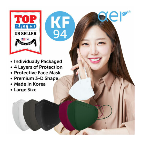 AER KF94 Face Protective Safety Mask Made in Korea Adult Large Size 4 Layers image {1}