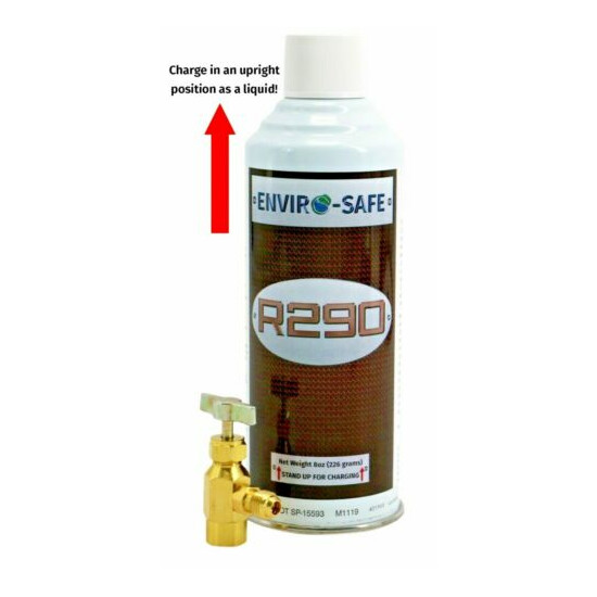 R290 Refrigerant (UPRIGHT CAN!) 1 Can & Top Tap Kit #8013, FREE SHIPPING image {1}