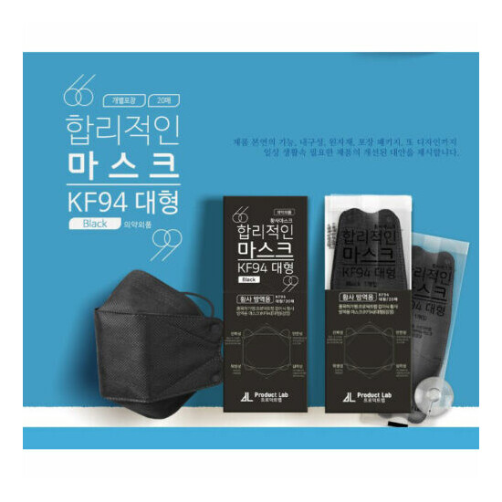Product LAB Reasonable Black 4 Layer Mask For ADULT 20 pcs KF94 Made in Korea image {5}