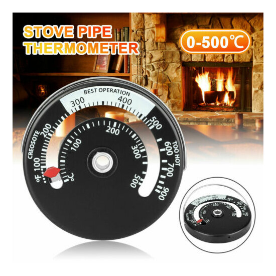 Magnetic Wood Stove Pipe Fireplace Heat Temperature Gauge Thermometer Tester New image {1}