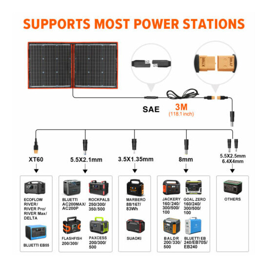 Dokio 100w 200w 300w Foldable Portable Solar Panel for Power station/RV/Camping image {4}