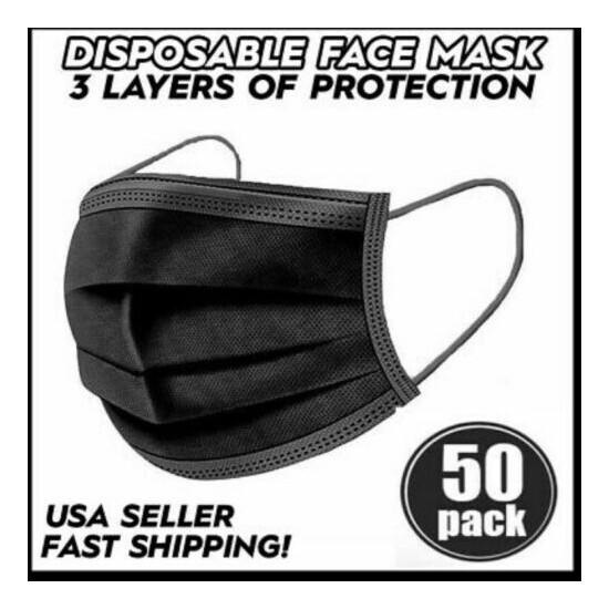 Black Face Masks 50 Pack USA Seller image {4}