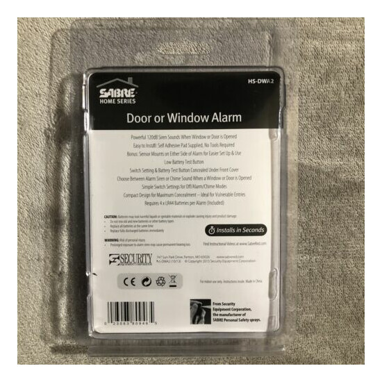 SABRE DOOR & WINDOW ALARM 2pk Sliding Patio Basement Garage Car Home Safety LOUD image {4}