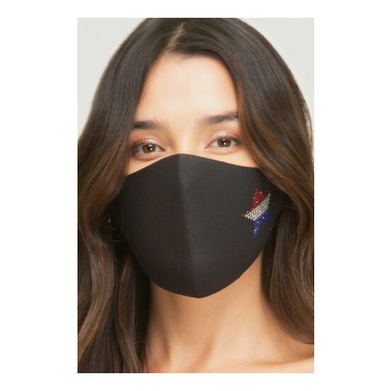 Washable Breathable Fashion Face Mask w/ Adjustable Straps and Rhinestone Design image {9}