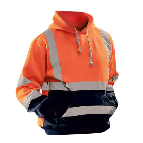 Safety High Visibility Mens Hoodie Sweatshirt Tops Sports Roadside Emergency image {13}