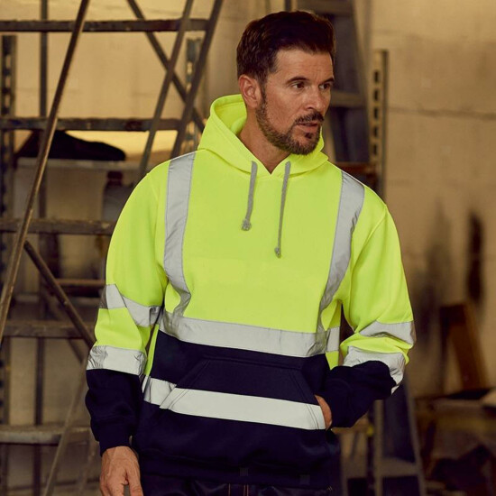 Safety Hi Vis Pullover Mens Hoody Sweatshirt Streetwear Tops Warehouse Work image {38}