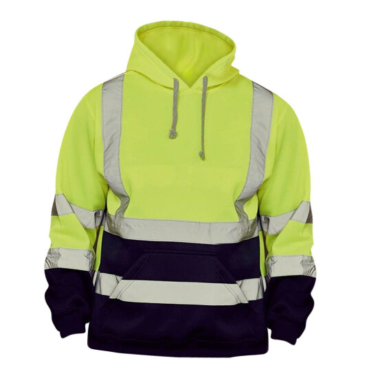 Safety Hi Vis Pullover Mens Hoody Sweatshirt Streetwear Tops Warehouse Work image {39}