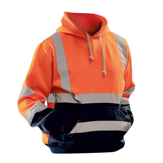 Safety High Visibility Mens Hoodie Sweatshirt Tops Sports Roadside Emergency image {19}
