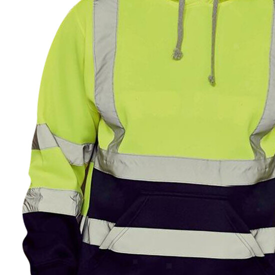 Safety Hi Vis Pullover Mens Hoody Sweatshirt Streetwear Tops Warehouse Work image {45}