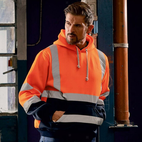 Safety Hi Vis Pullover Mens Hoody Sweatshirt Streetwear Tops Warehouse Work image {23}