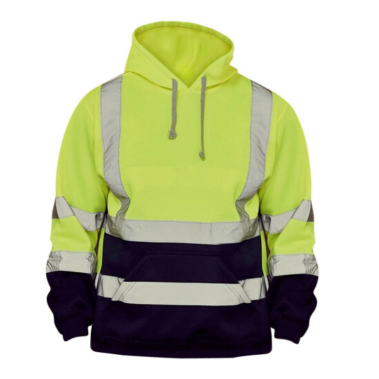 Safety Hi Vis Pullover Mens Hoody Sweatshirt Streetwear Tops Warehouse Work image {42}