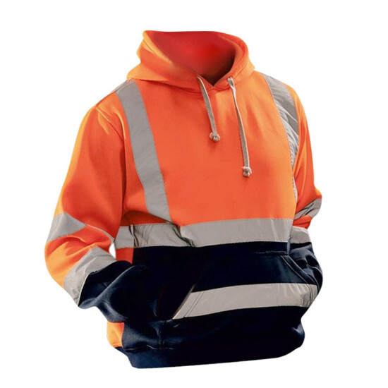 Safety Hi Vis Pullover Mens Hoody Sweatshirt Streetwear Tops Warehouse Work image {15}