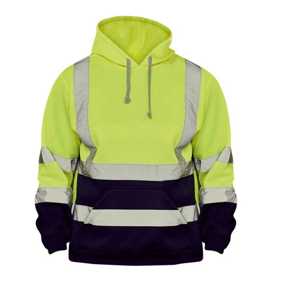 Safety Hi Vis Pullover Mens Hoody Sweatshirt Streetwear Tops Warehouse Work image {43}