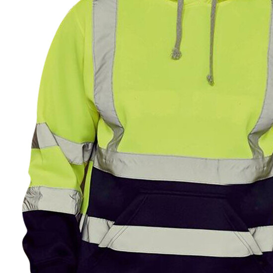 Safety High Visibility Mens Hoodie Sweatshirt Tops Sports Roadside Emergency image {37}