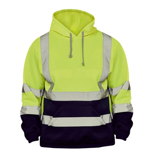 Safety Hi Vis Pullover Mens Hoody Sweatshirt Streetwear Tops Warehouse Work image {37}