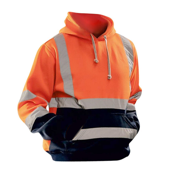 Safety High Visibility Mens Hoodie Sweatshirt Tops Sports Roadside Emergency image {21}