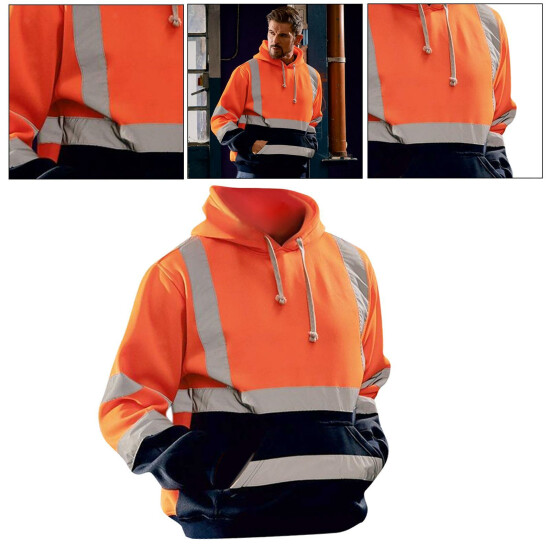Safety High Visibility Mens Hoodie Sweatshirt Tops Sports Roadside Emergency image {5}