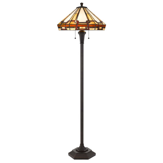 Floor Lamp with Tiffany Style Shade and Metal Base, Multicolor image {1}