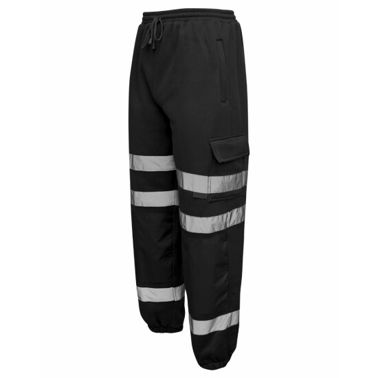 Mens Hi Vis Viz Combat Trousers JOGGING BOTTOMS Workwear JOGGERS image {4}