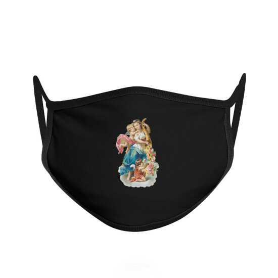 Cotton Washable Reusable Face Mask Woman with 2 Cherubs Characters Angels image {8}
